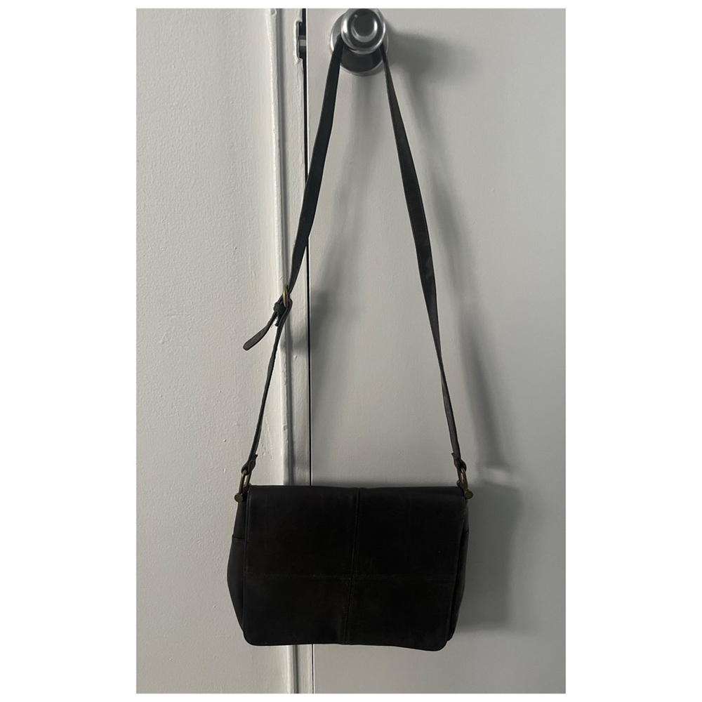 Liz Claiborne Brown leather crossbody bag with adjustable strap